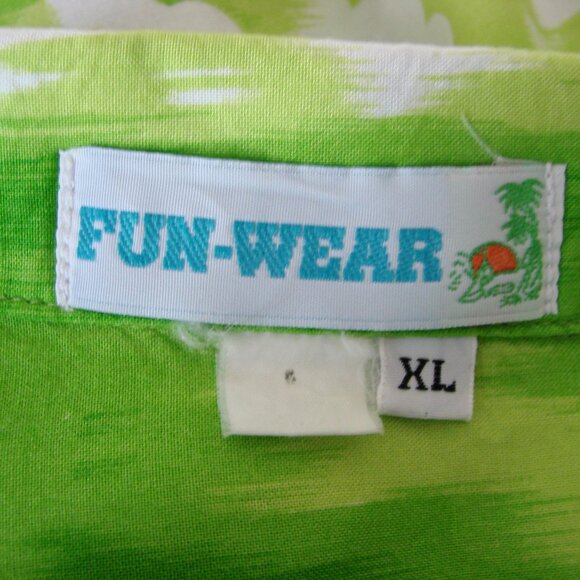 Hawaiian Shirt Floral Palm Trees Button Down Bright Colours Green Orange Size XL - Picture 3 of 12